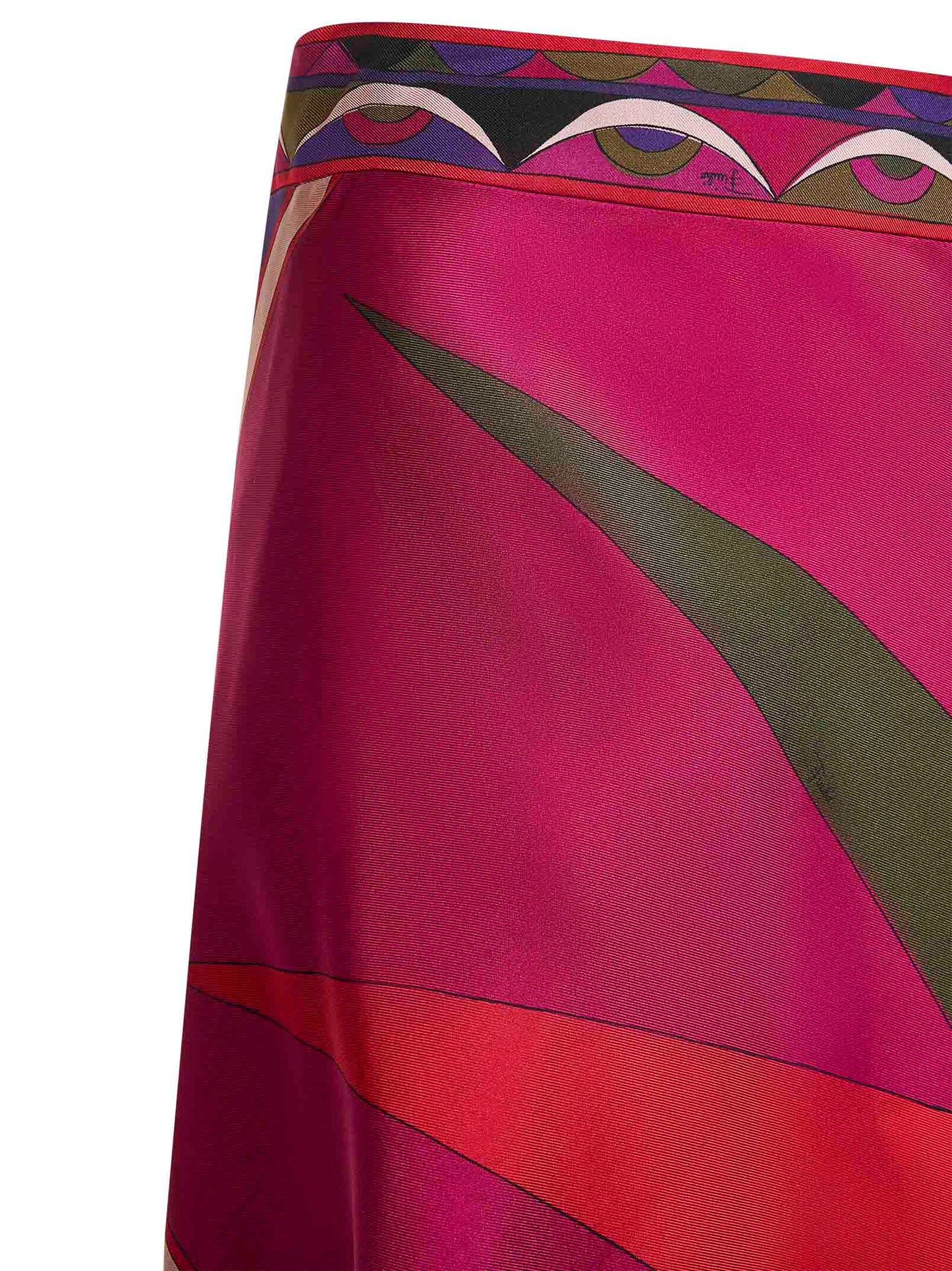 Gonna foulard in twill di seta stampa Hawaii