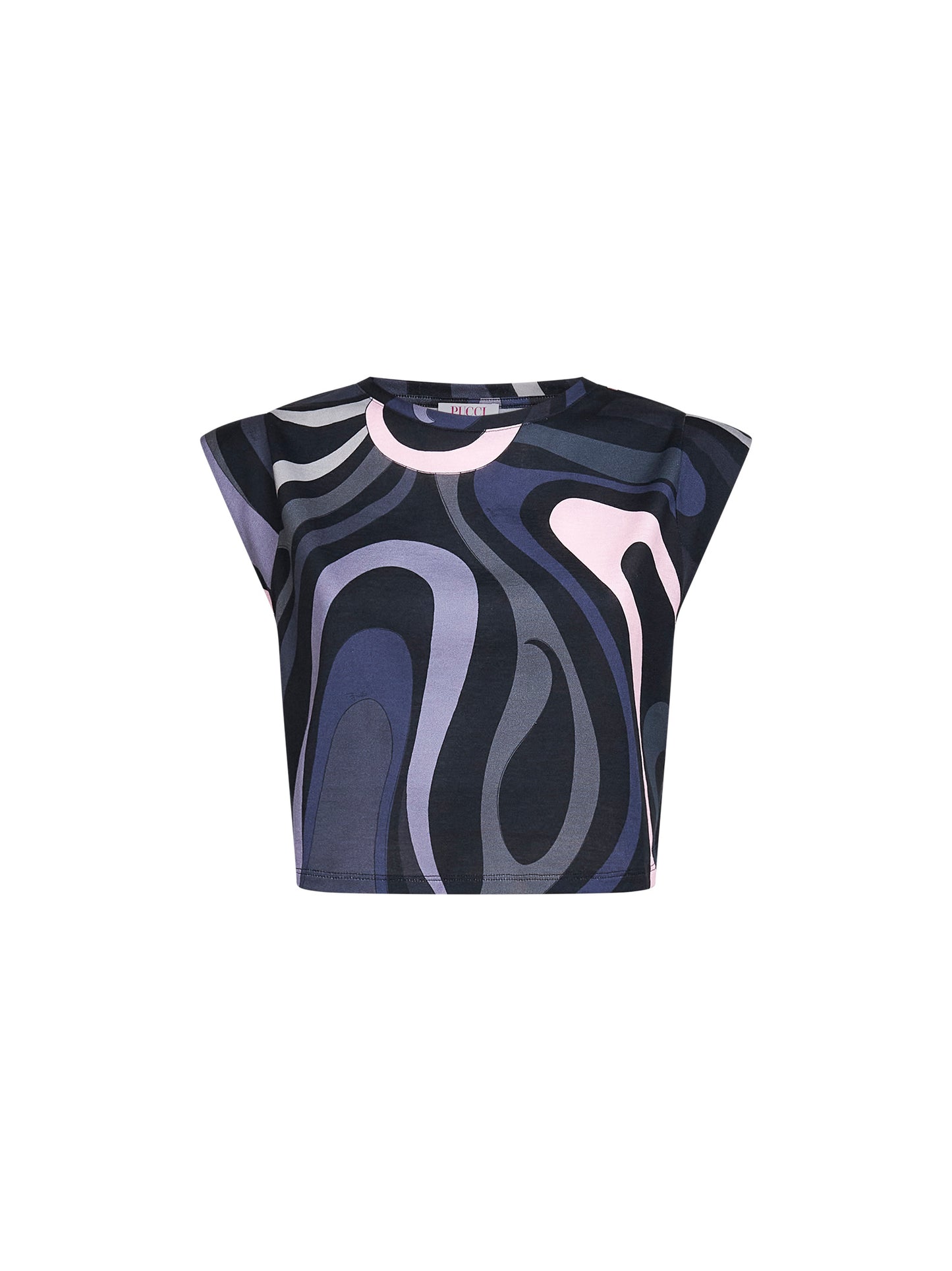 Marmo print cotton cropped top