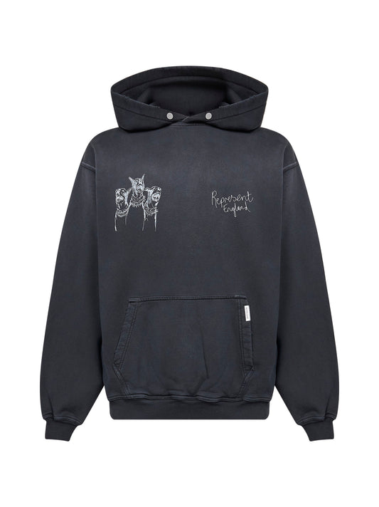 Black Hand Drawn Thoroughbred hoodie
