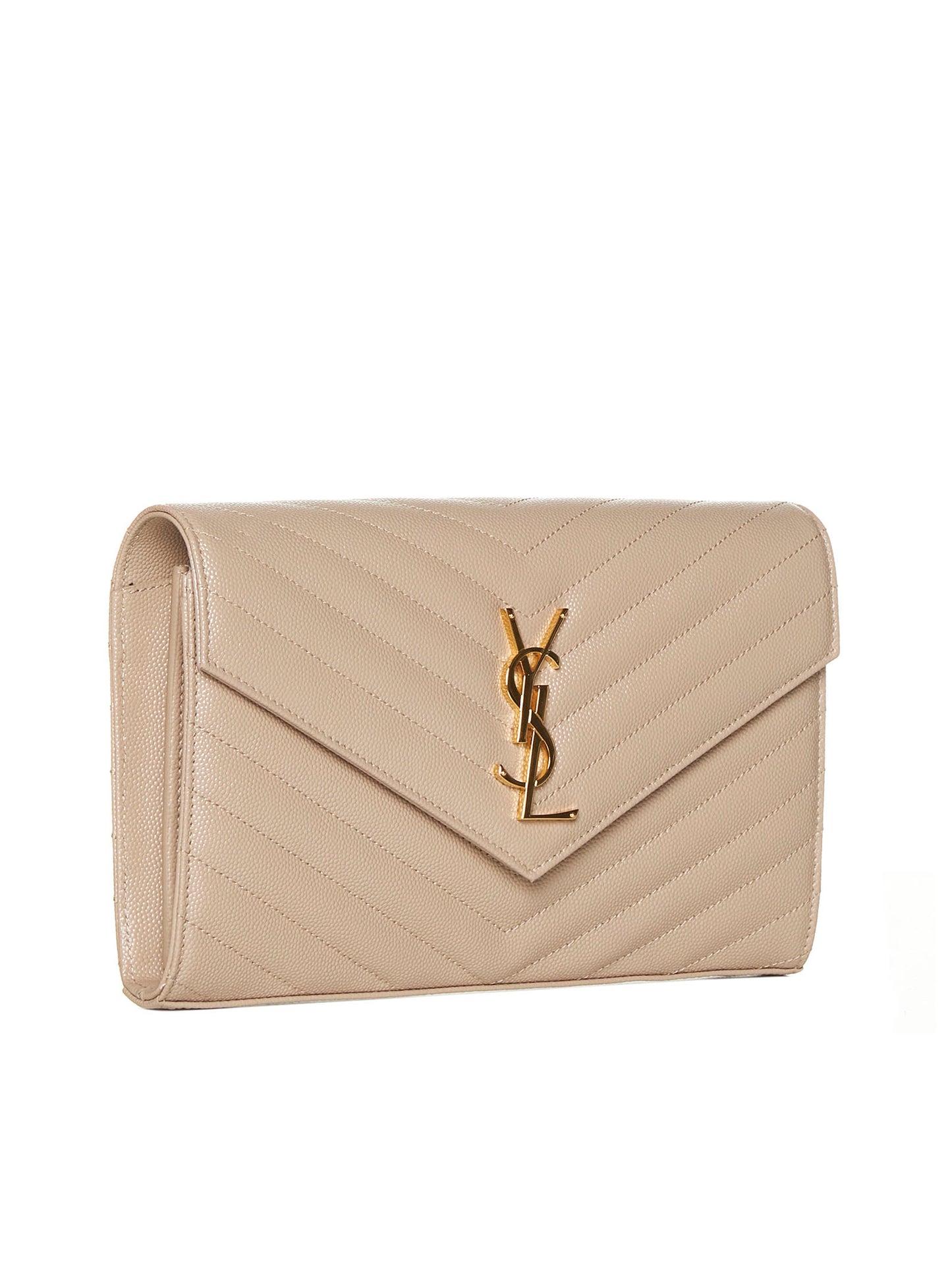 Clutch in pelle trapuntata con logo YSL