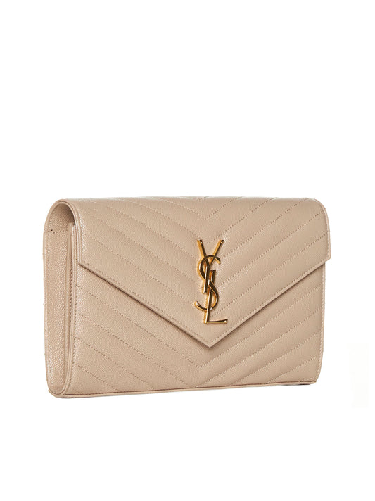YSL logo quilted leather wallet on chain bag