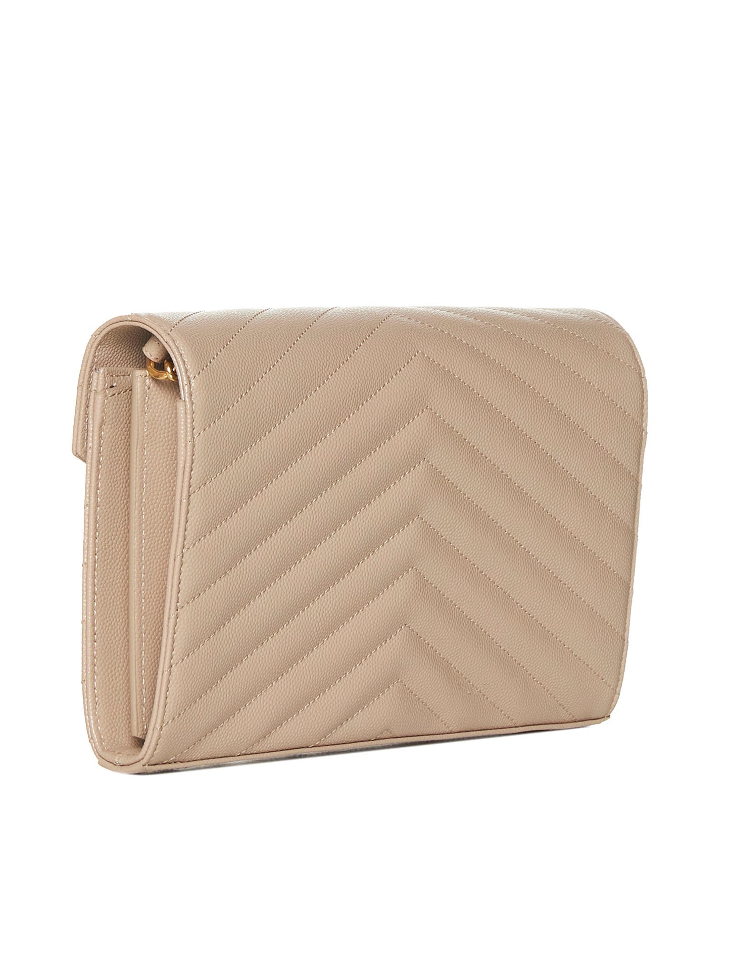 Clutch in pelle trapuntata con logo YSL