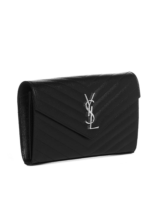 YSL logo quilted leather wallet on chain bag
