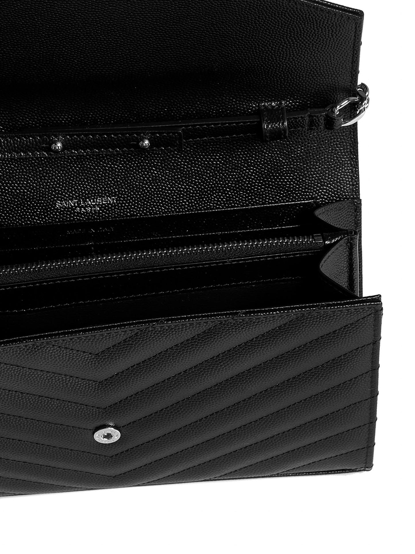 YSL logo quilted leather wallet on chain bag