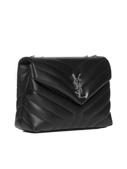 Borsa LouLou piccola in pelle con logo YSL