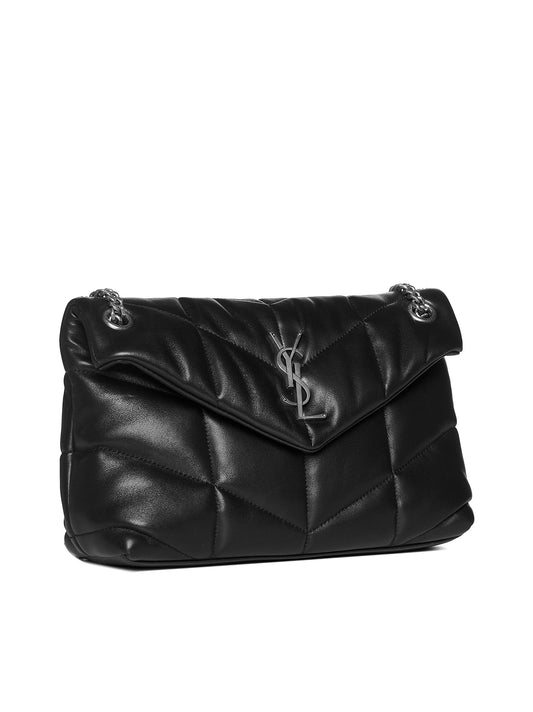 Puffer small YSL logo quilted leather bag