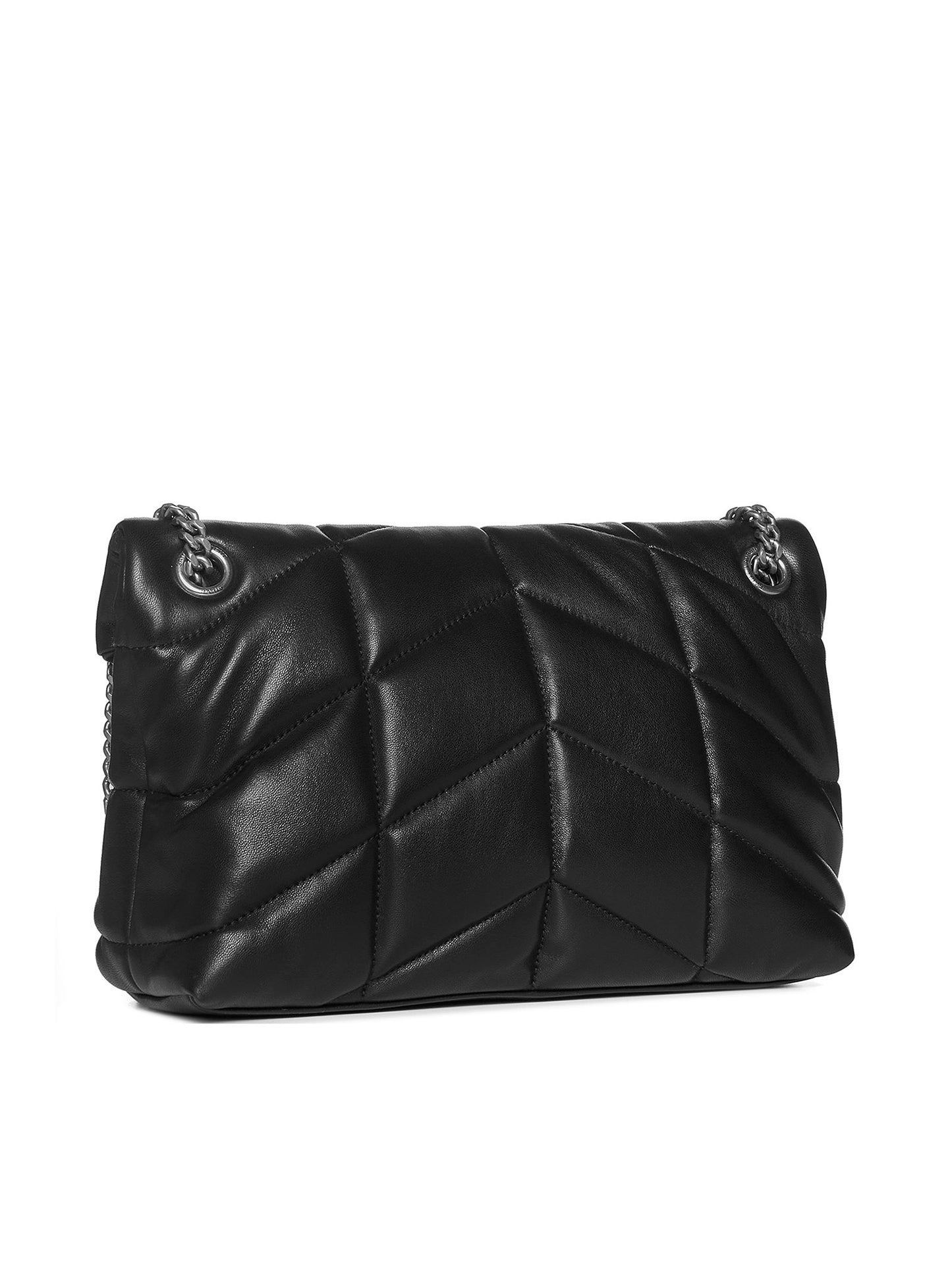 Puffer small YSL logo quilted leather bag