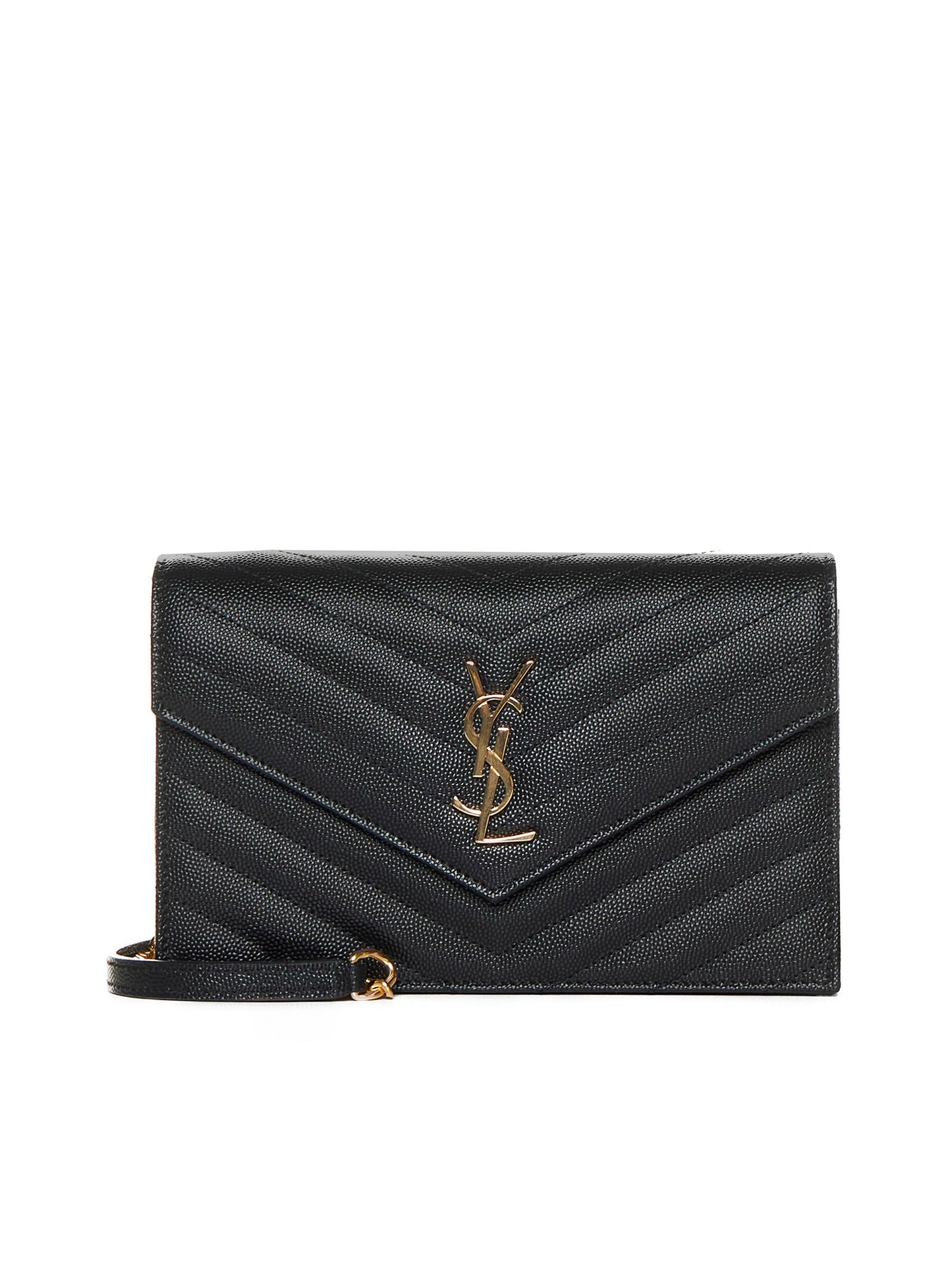 Classic Cassandre envelope clutch with chain in grain de poudre leather