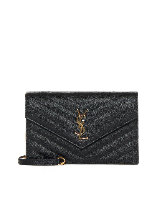 Pochette envelope con catena cassandre classica in pelle grain de poudre