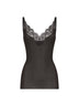 Black ribbed silk jersey laced tank top