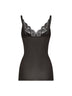 Black ribbed silk jersey laced tank top
