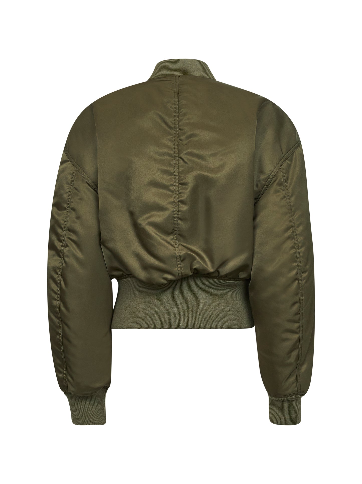 Bomber corto imbottito in nylon riciclato kaki