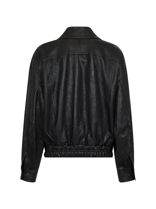 Bomber marrone in pelle di agnello martellata