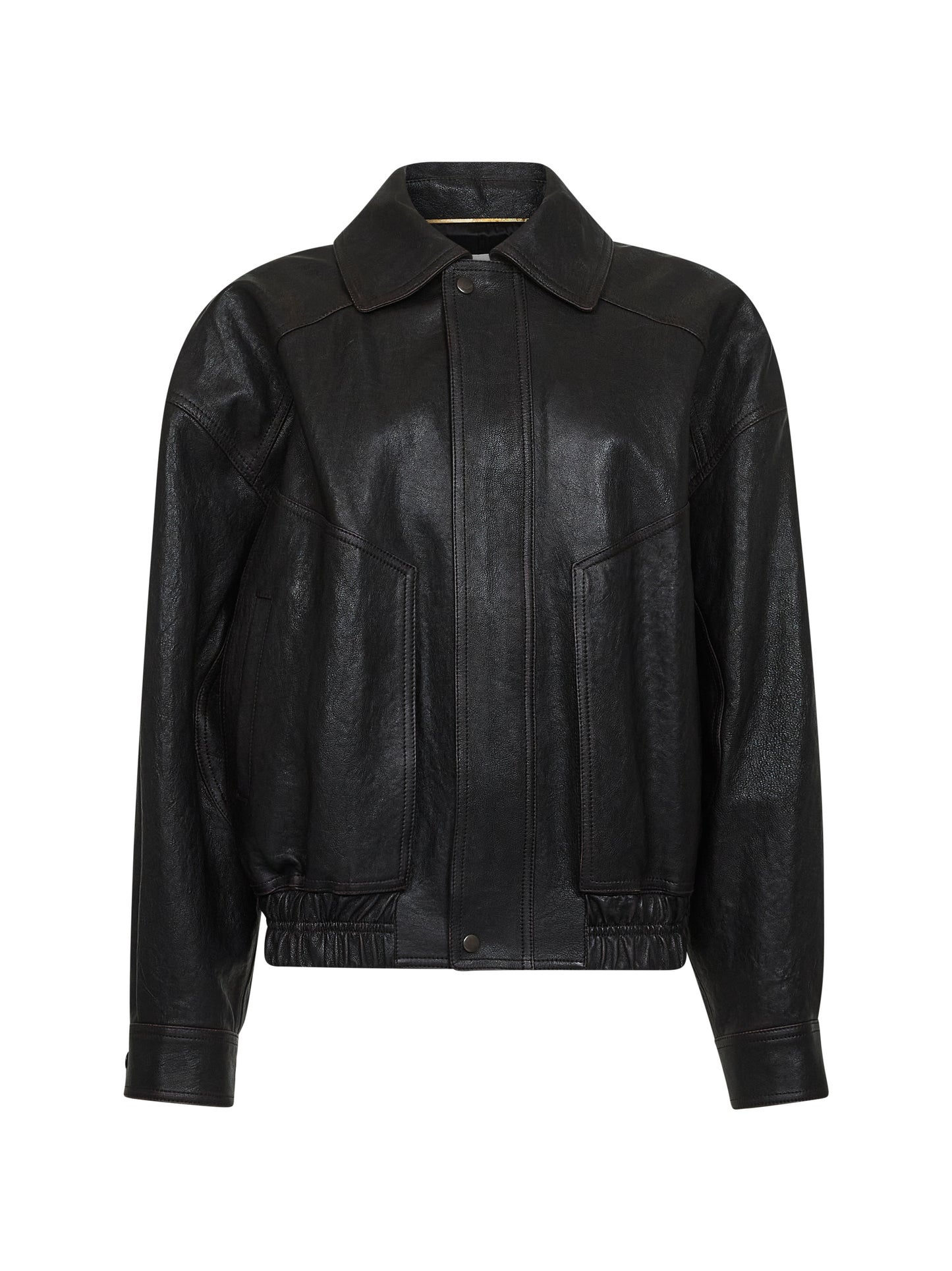 Bomber marrone in pelle di agnello martellata