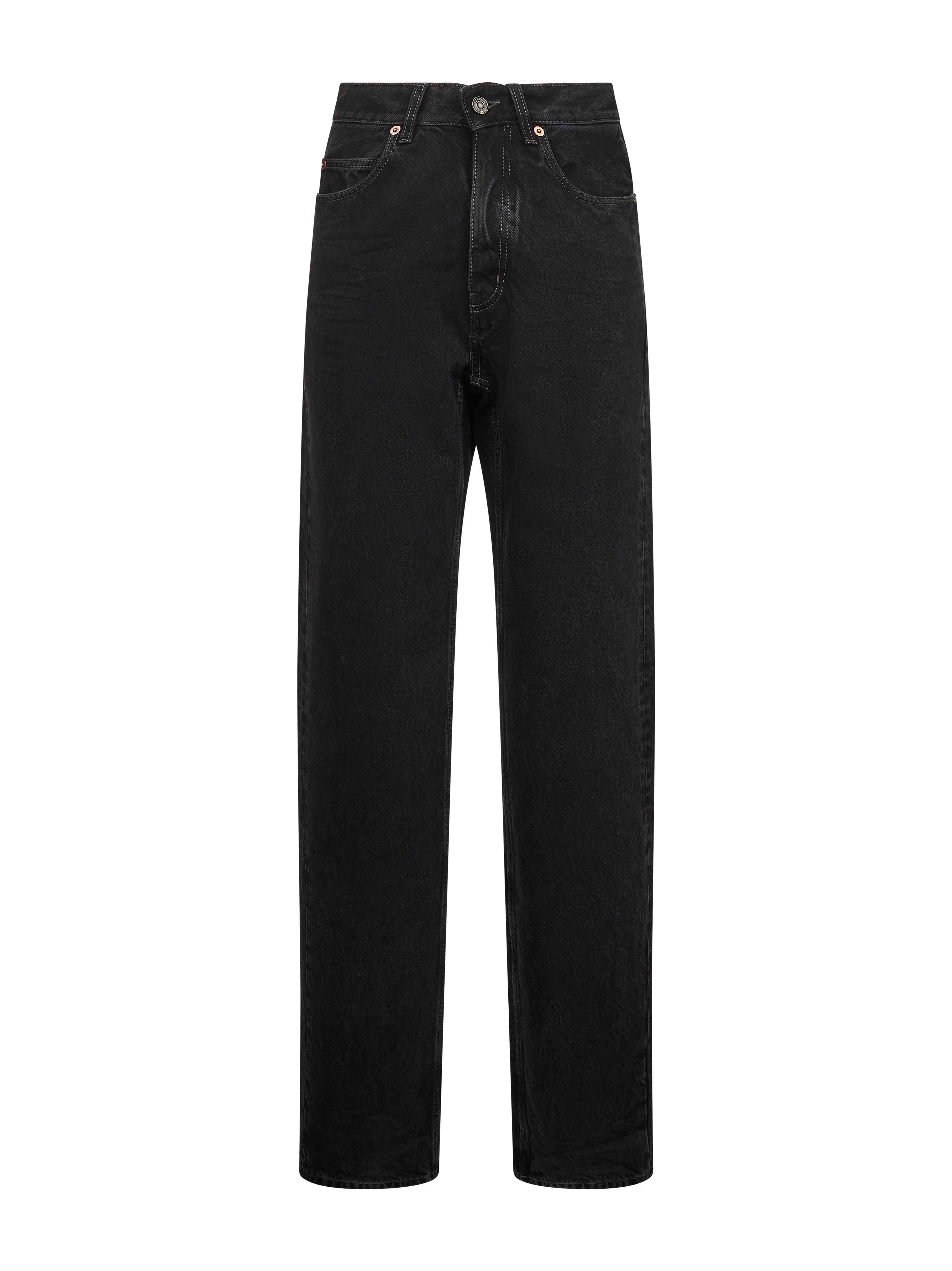 Black denim V-waist long baggy jeans – Daniello.com