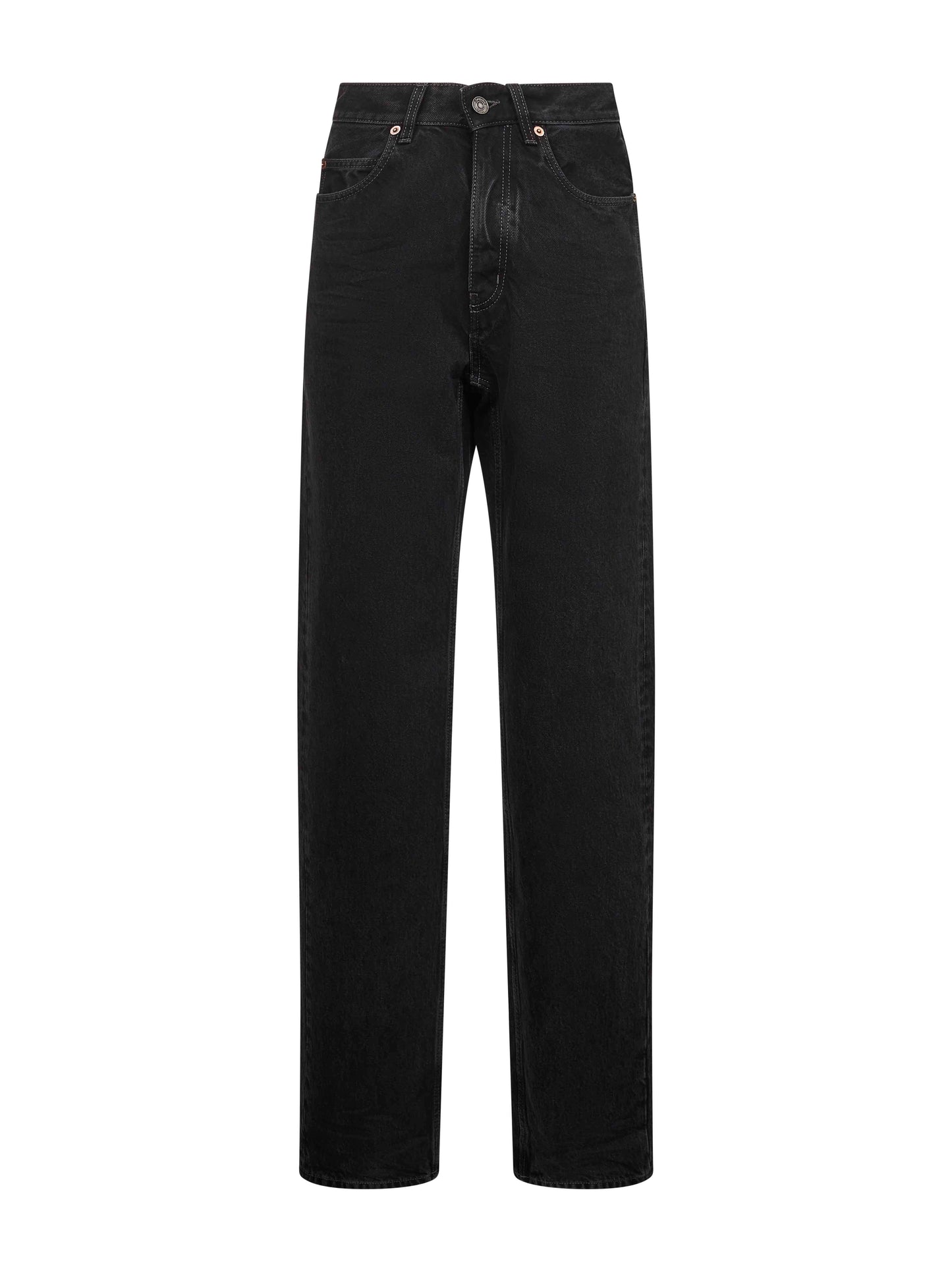 Jeans larghi con vita a V in denim nero