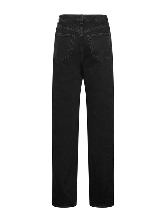 Jeans larghi con vita a V in denim nero
