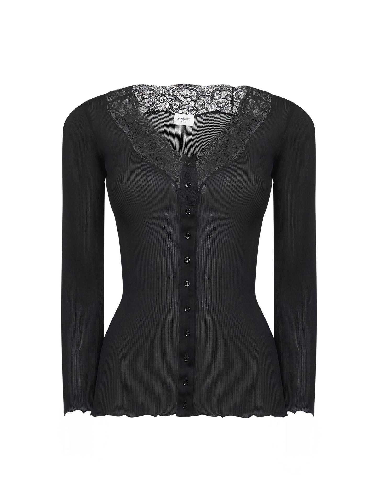 Cardigan semitrasparente in seta nera
