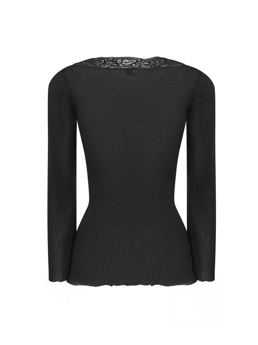 Cardigan semitrasparente in seta nera