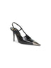Black glazed leather Jeanne slingback pumps