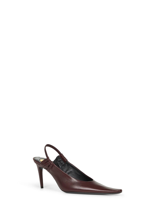 Slingback Anne-Marie in pelle liscia marrone
