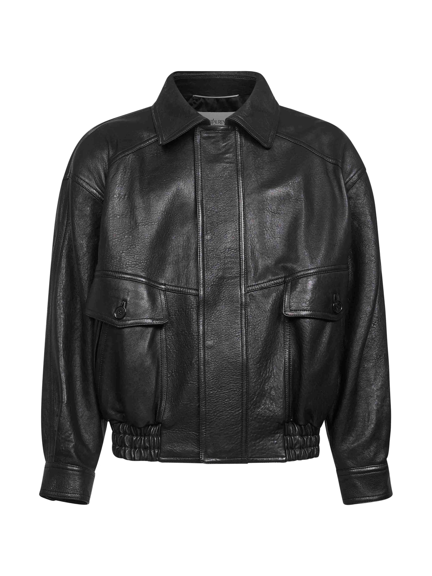 Bomber in pelle di agnello a palloncino nera<BR/>