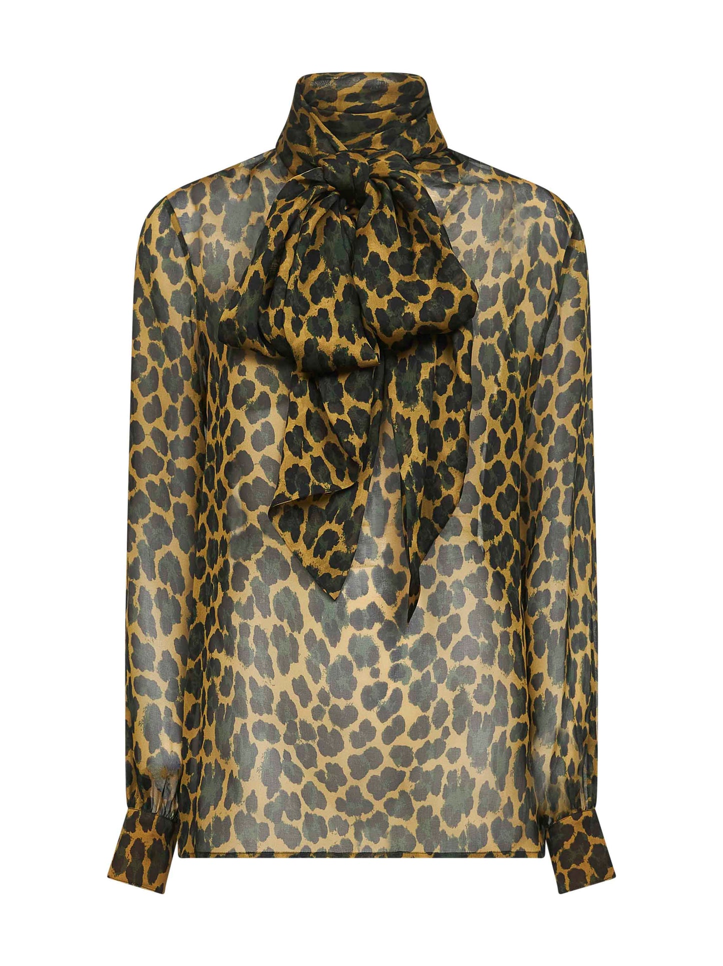 Blusa in mussola di seta stampa leopardo