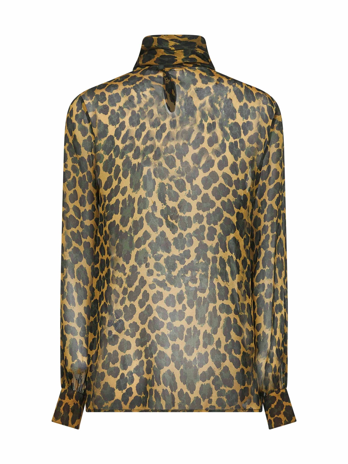 Blusa in mussola di seta stampa leopardo