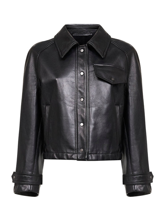 Black plongè nappa leather jacket