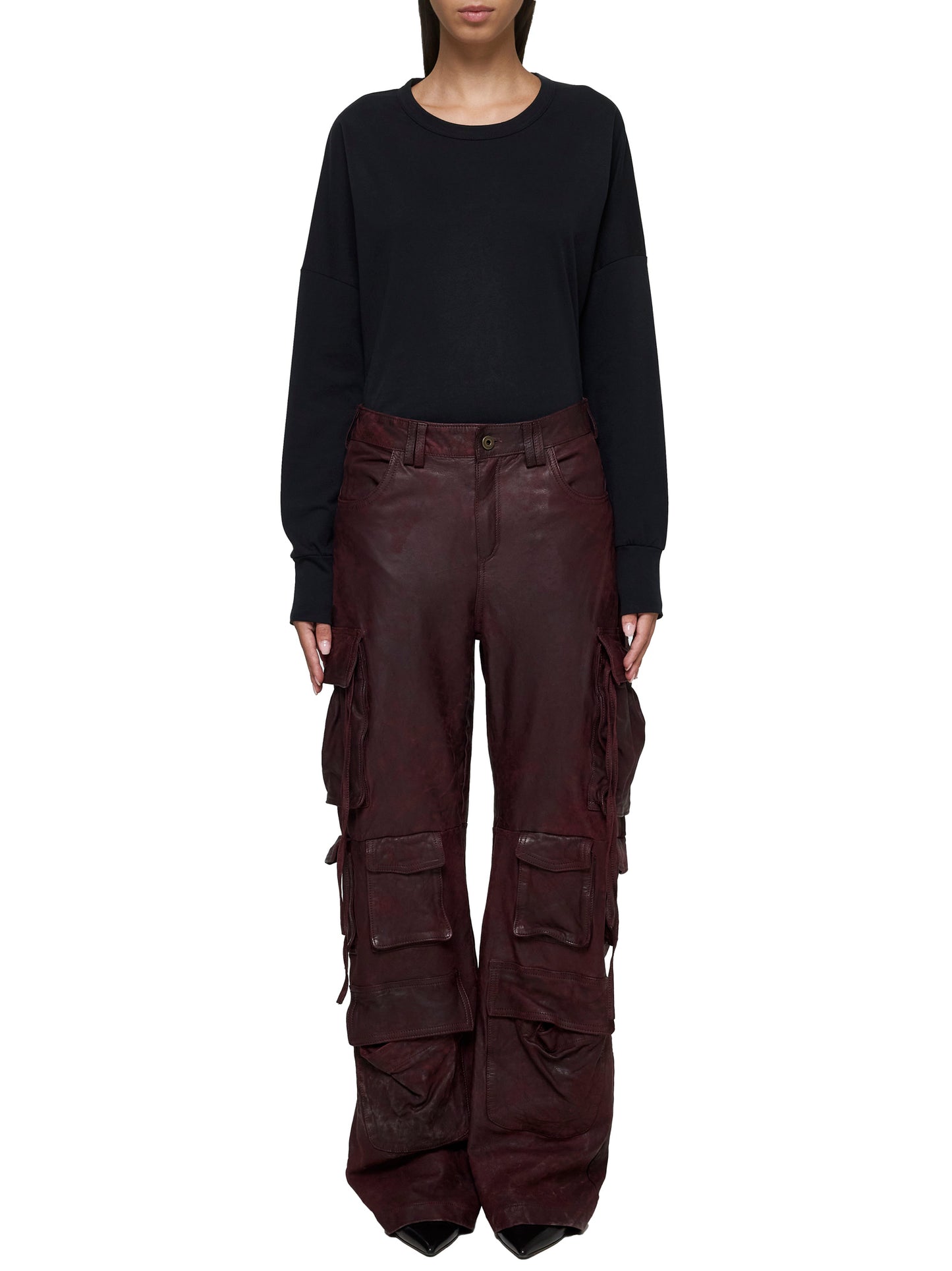 Pantaloni cargo Niv in pelle
