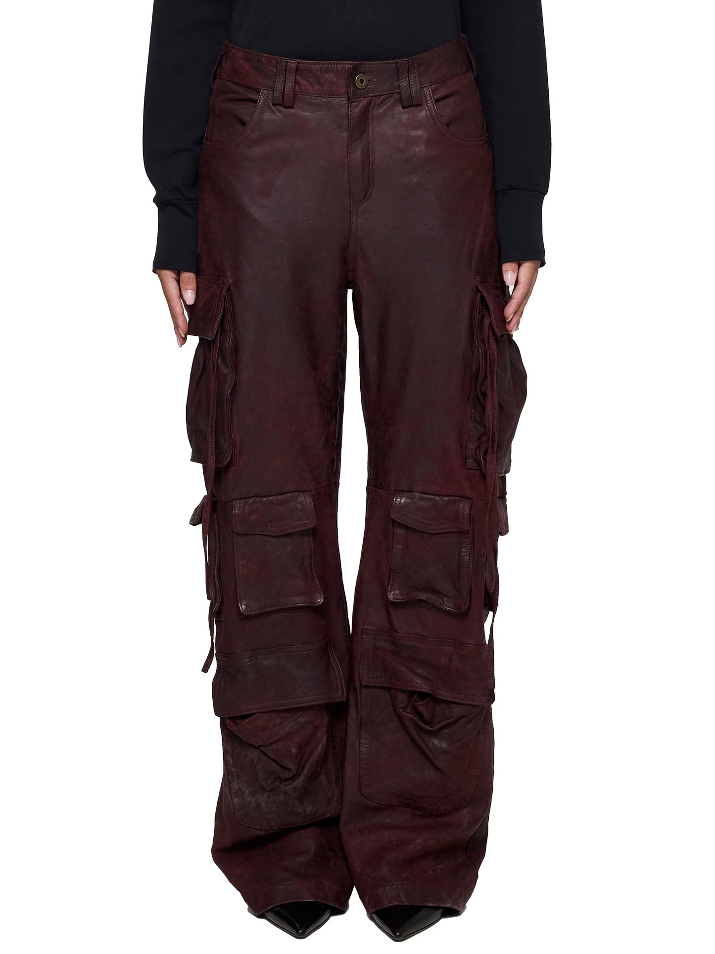 Pantaloni cargo Niv in pelle