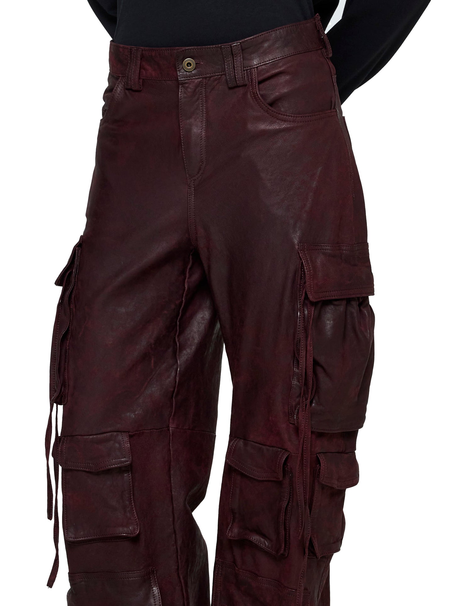 Pantaloni cargo Niv in pelle