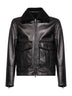 Black plongè nappa leather aviator jacket
