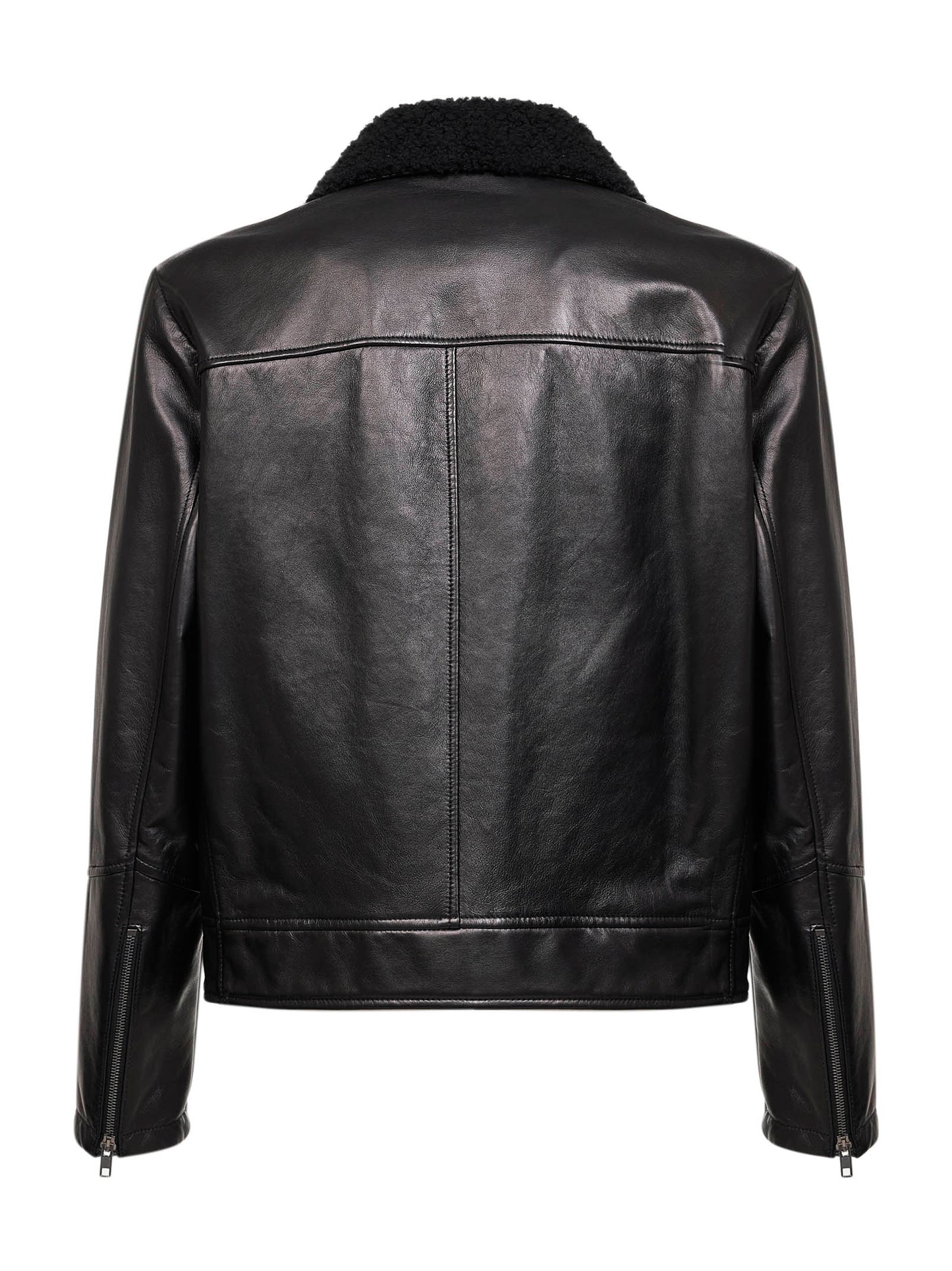 Black plongè nappa leather aviator jacket