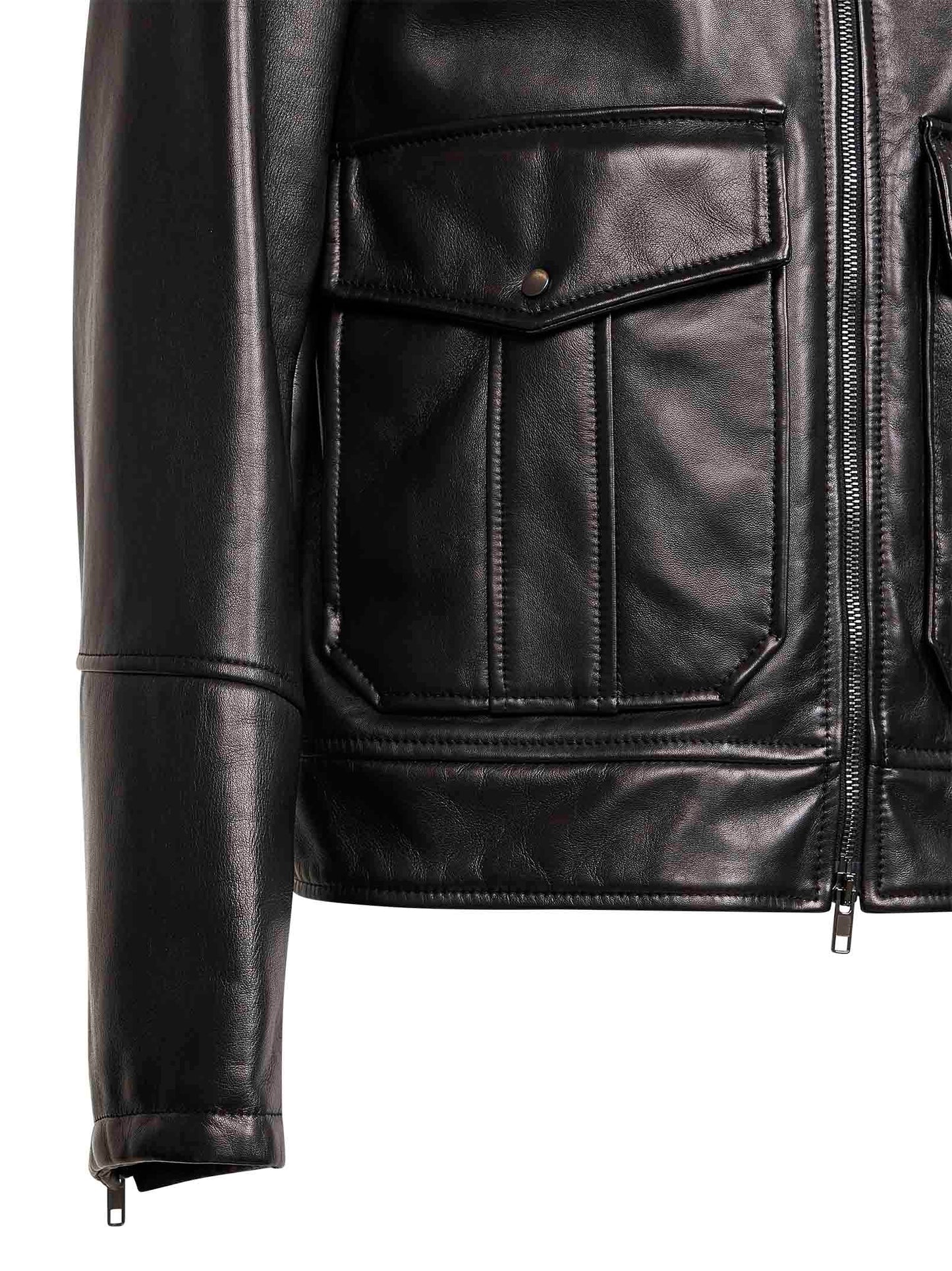 Black plongè nappa leather aviator jacket