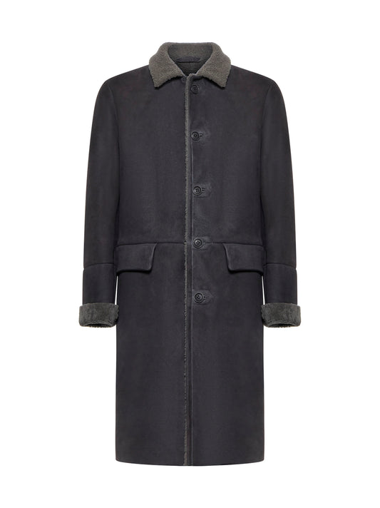 Cappotto in pelle e shearling