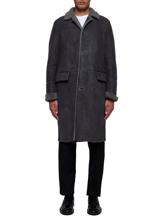 Cappotto in pelle e shearling