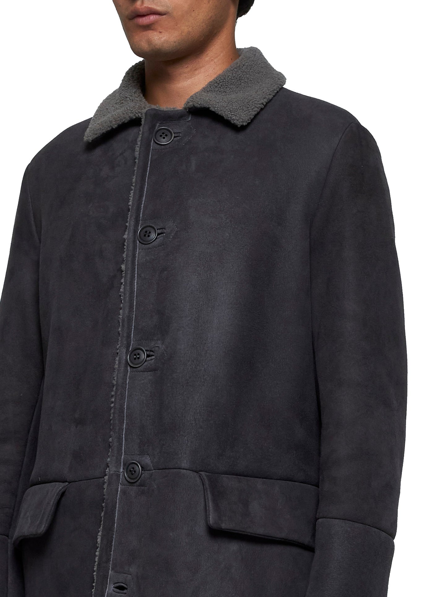 Cappotto in pelle e shearling