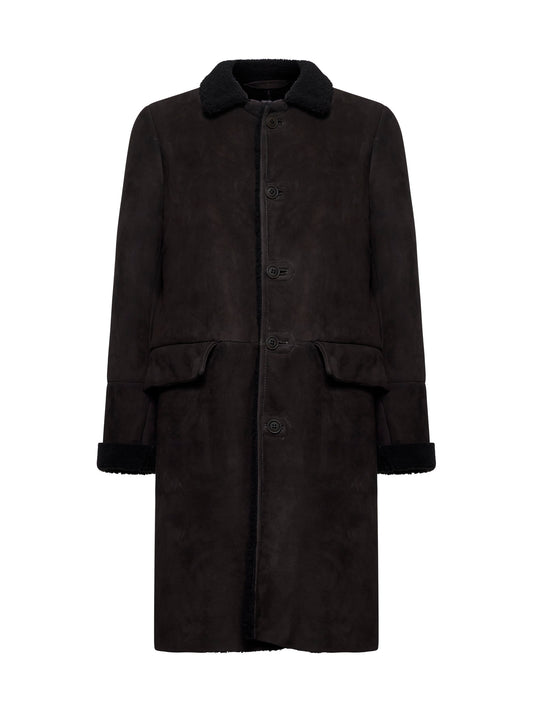 Cappotto monopetto in pelle