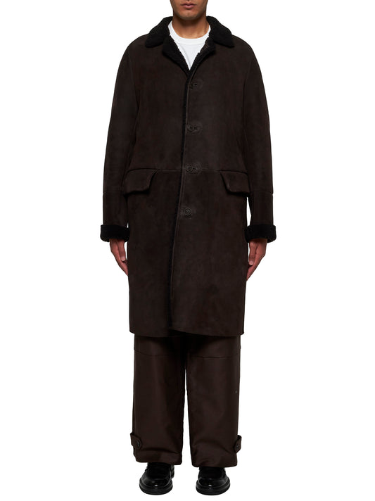 Cappotto monopetto in pelle