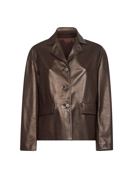 Giacca corta in nappa marrone
