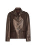 Brown nappa leather short jacket