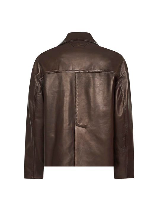 Giacca corta in nappa marrone