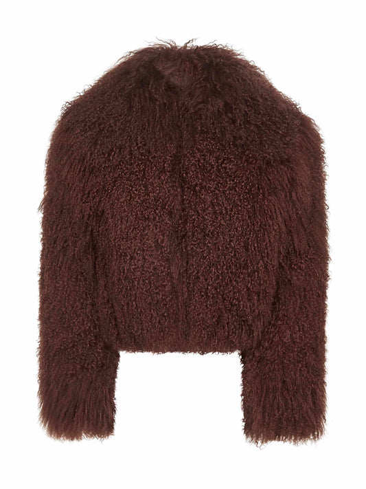 Giacca corta in shearling marrone