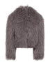 Grey shearling cropped jacket