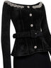 Black chenille and knit crystal trim midi dress