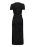 Black chenille belted midi dress