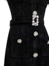 Black chenille belted midi dress