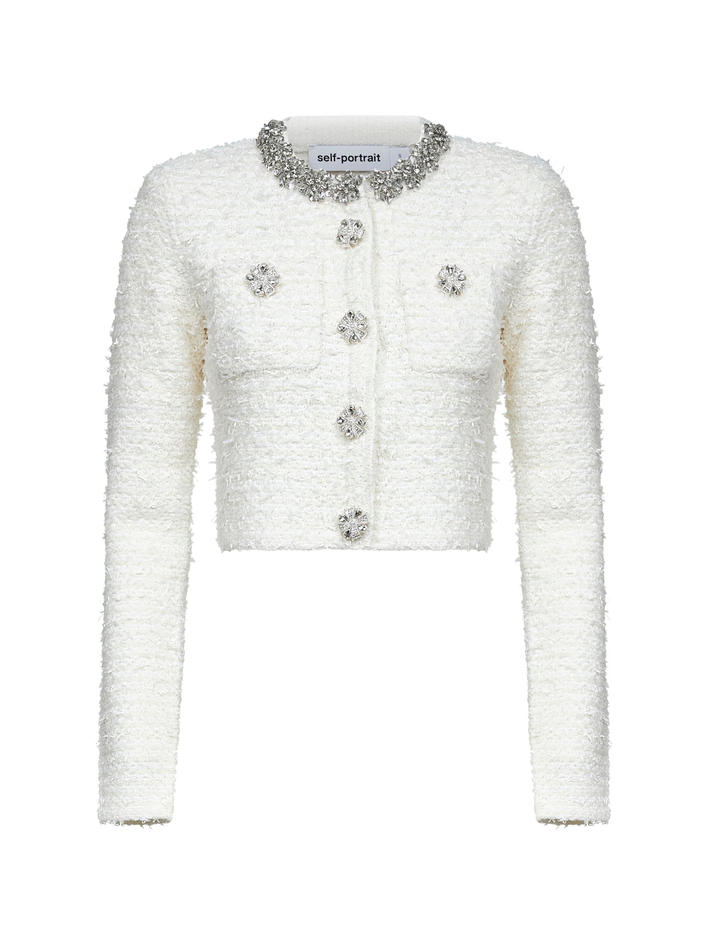 Cream bouclé knit cardigan