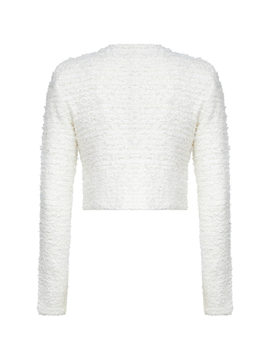 Cream bouclé knit cardigan